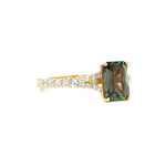 18K Yellow Gold Alexandrite And Diamond Engagement Ring - Emerald Cut - R24026