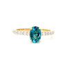 18K Yellow Gold Indicolite Tourmaline And Diamond Engagement Ring - Oval Cut - R24027