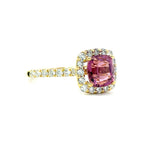 18K Yellow Gold Purple Spinel And Diamond Engagement Ring - Cushion Cut - R24029