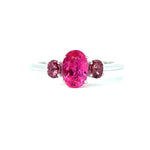 18K White Gold Vivid Pink Spinel And Purplish Spinel Engagement Ring - Oval Shape - R24030