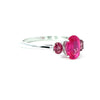 18K White Gold Vivid Pink Spinel And Purplish Spinel Engagement Ring - Oval Shape - R24030