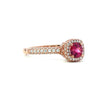 18K Rose Gold Hot Pink Spinel And Diamond Engagement Ring - Round Cut - R24031