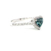 18K White Gold Teal Sapphire And Diamond Engagement Ring - Heart Shape - R24034