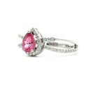 18K White Gold Vivid Pink Spinel And Diamond Engagement Ring - Pear Cut - R24035