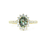 18K Yellow Gold Alexandrite And Diamond Engagement Ring - Oval Shape - R24038