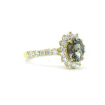 18K Yellow Gold Alexandrite And Diamond Engagement Ring - Oval Shape - R24038