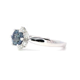 18K White Gold Blue Sapphire And Diamond Engagement Ring - Round Shape - R24039