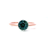 18K Pink Gold Teal Sapphire Engagement Ring - Round Cut - R24040