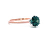 18K Pink Gold Teal Sapphire Engagement Ring - Round Cut - R24040