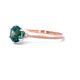 18K Pink Gold Teal Sapphire Engagement Ring - Round Cut - R24040